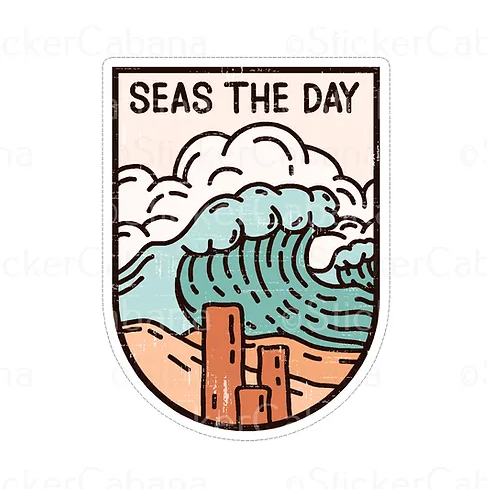 Seas The Day Waves Vinyl Sticker