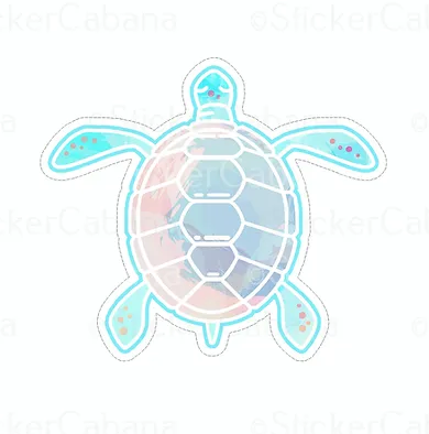 sticker cabana pastel turtle waterproof vinyl 