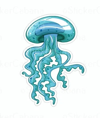 Blue Jellyfish Vinyl Sticker