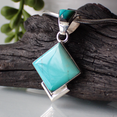 Hubei Polychrome Turquoise Sterling Silver Pendant by Native American Artist Cathy Webster