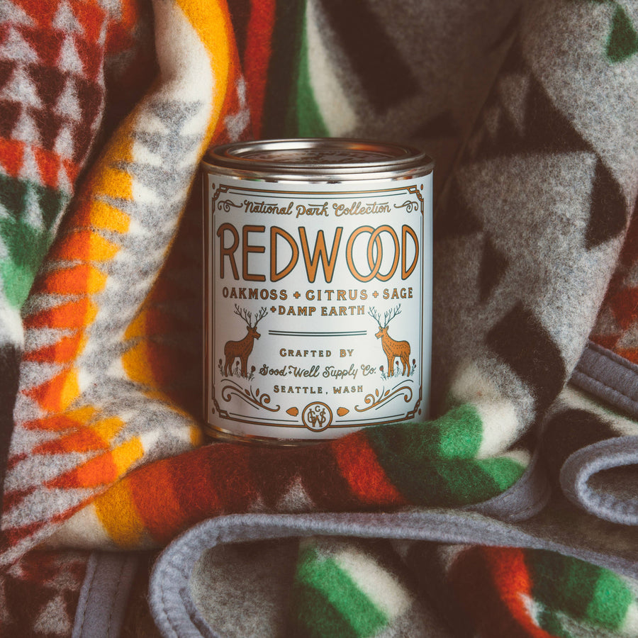 redwood national park good and well co oakmoss citrus and sage soy candle