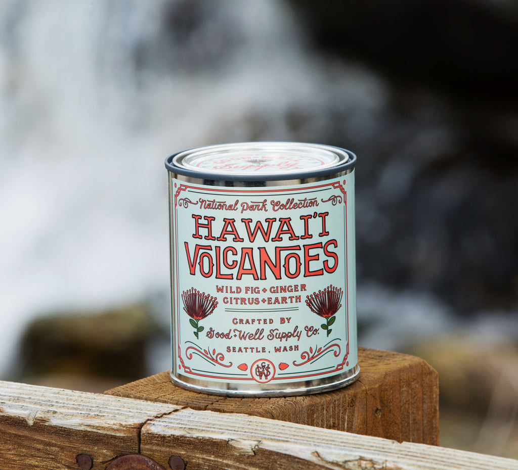 good & well co hawaii volcanoes wild fig, ginger, citrus + earth soy candle