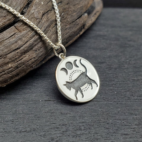 ♻️Recycled Sterling Silver Moon Phase Cat Necklace