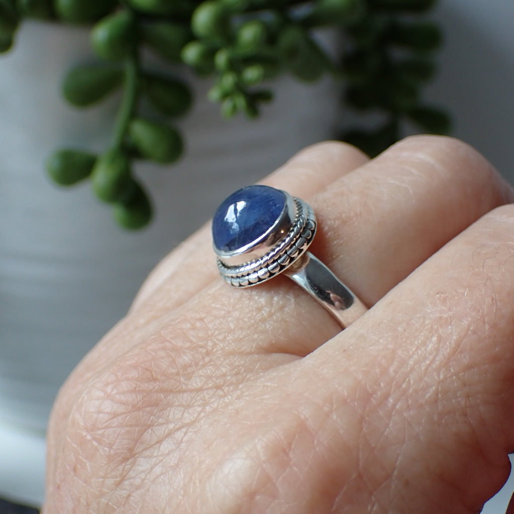 sterling silver tanzanite stone crystal ring