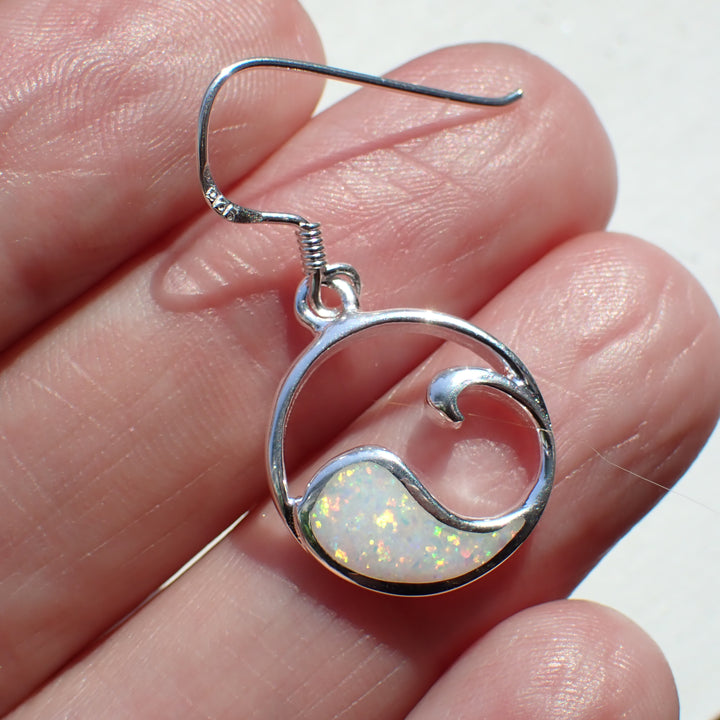 sterling silver white opal stone earrings