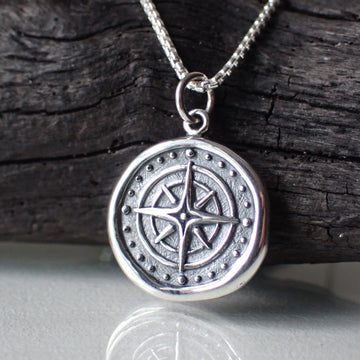sterling silver compass rose necklace