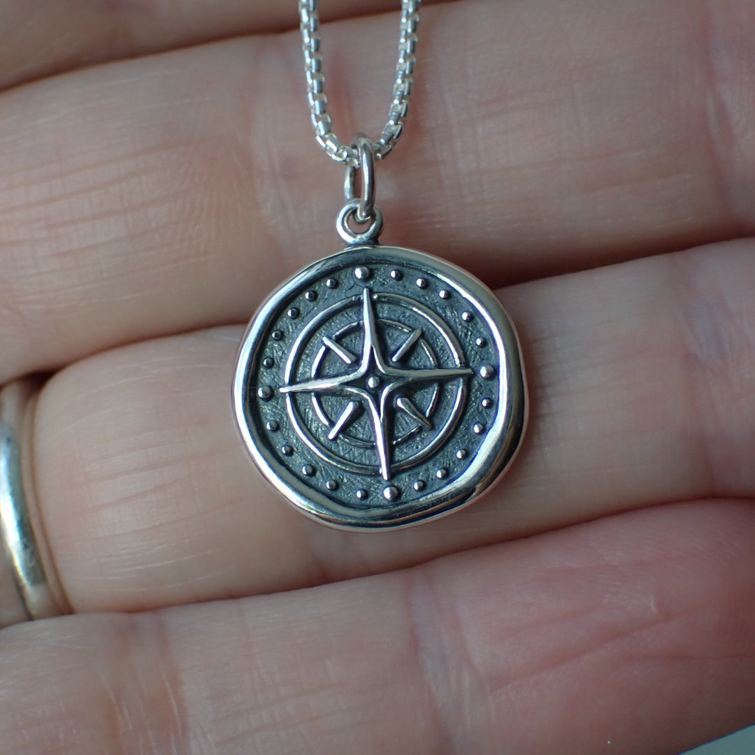 ♻️Recycled Sterling Silver Compass Necklace