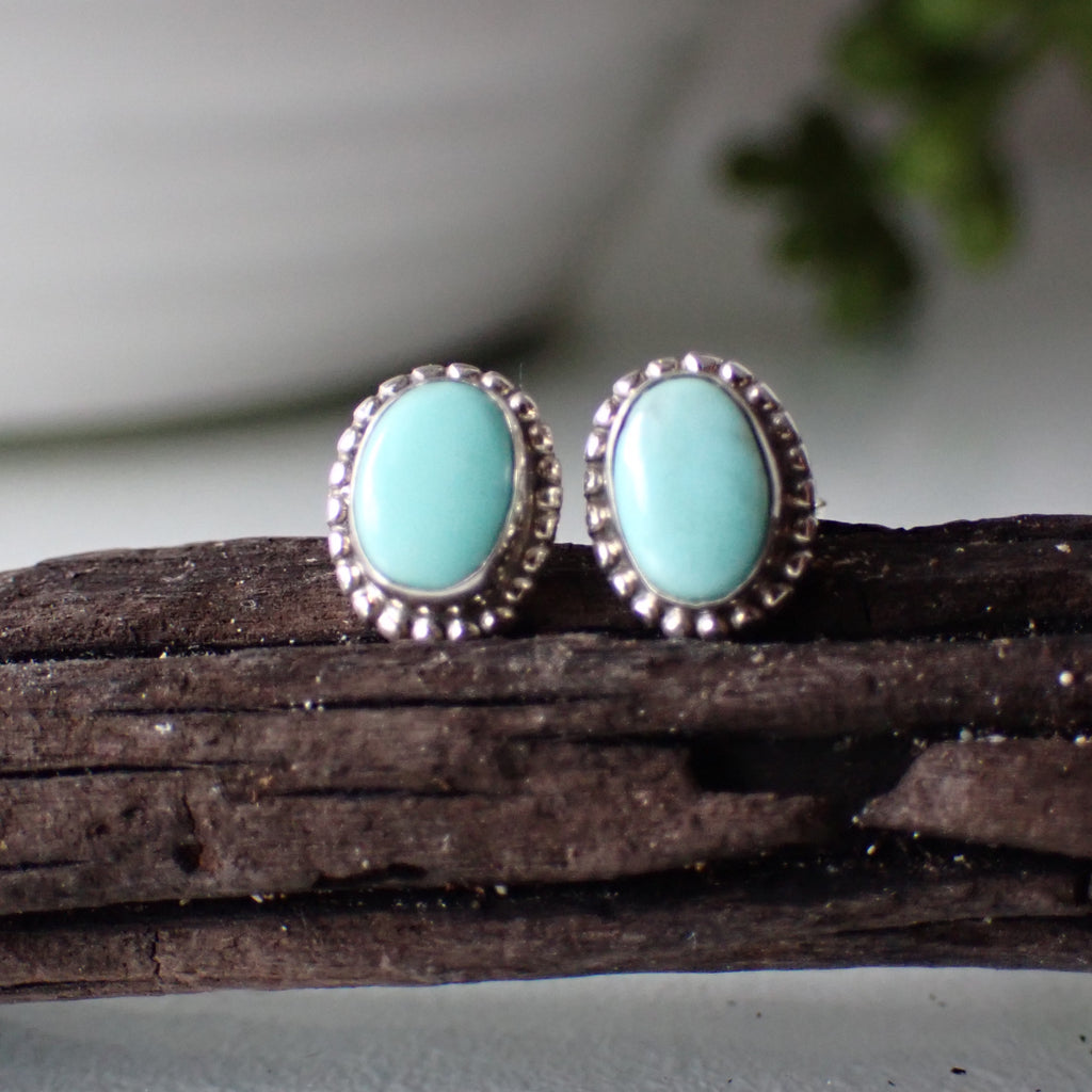 sterling silver turquoise stone stud earrings