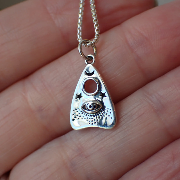sterling silver Ouija planchette charm necklace