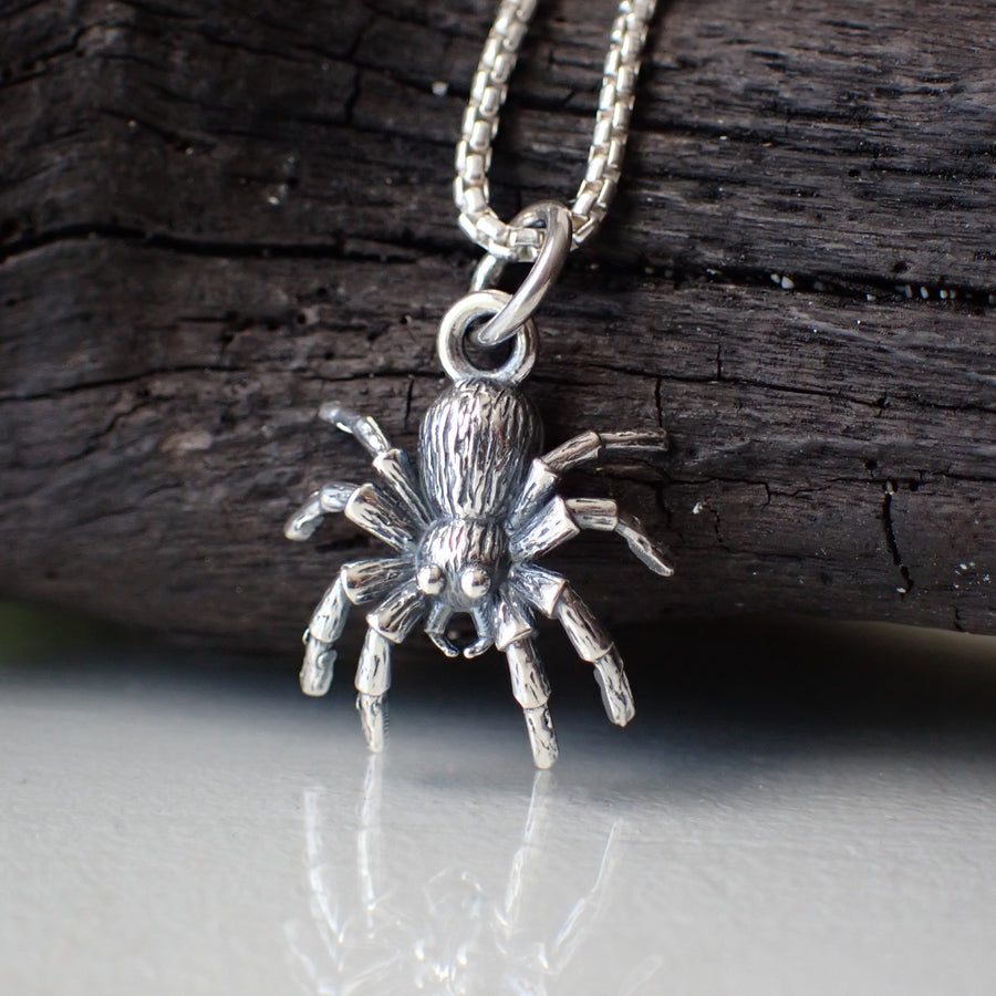 sterling silver Halloween spider pendant on chain