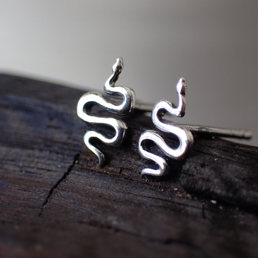 sterling silver snake stud post earrings