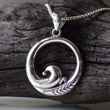 sterling silver wave ocean nautical necklace