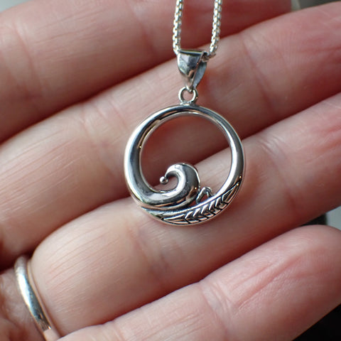 sterling silver wave ocean nautical necklace