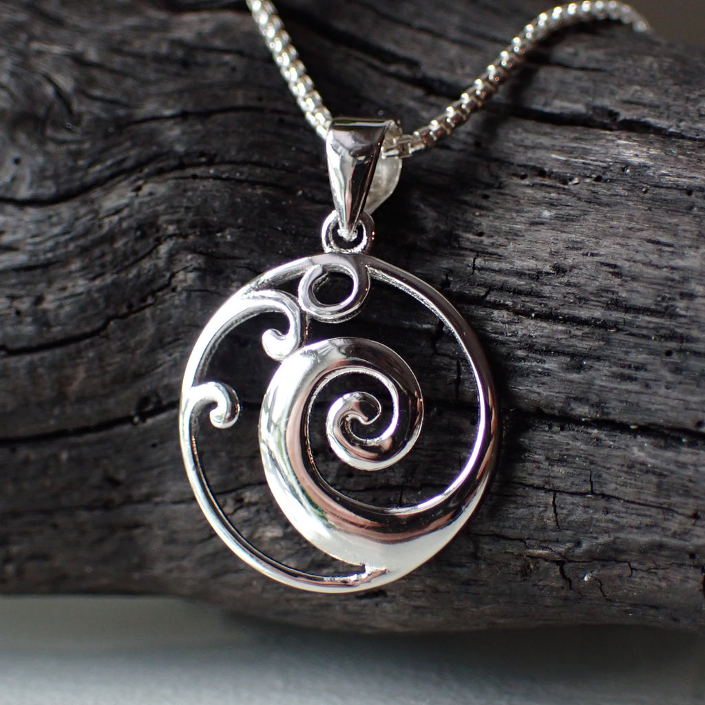 Sterling Silver Wave Necklace / Beach Necklace , Ocean Jewelry , Nautical Jewelry