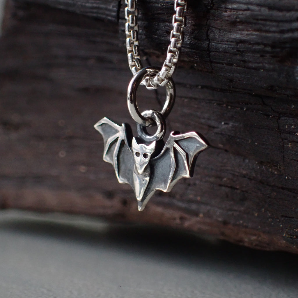 sterling silver bat charm necklace