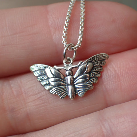 sterling silver moth butterfly charm necklace