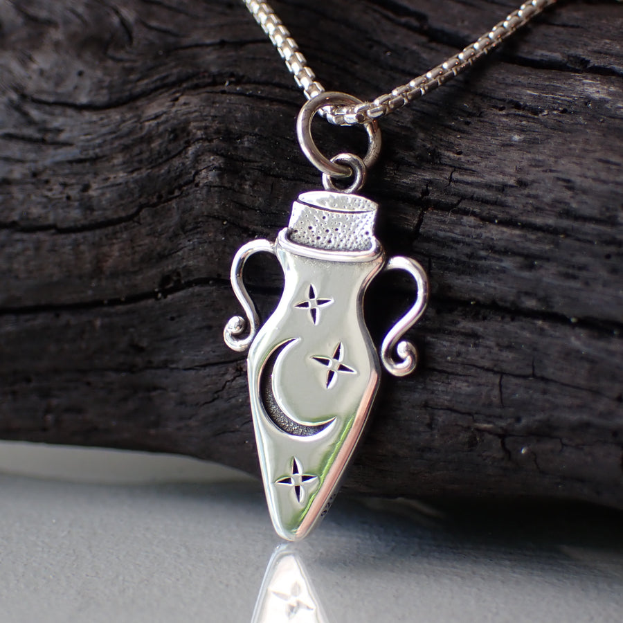 recycled sterling silver potion bottle