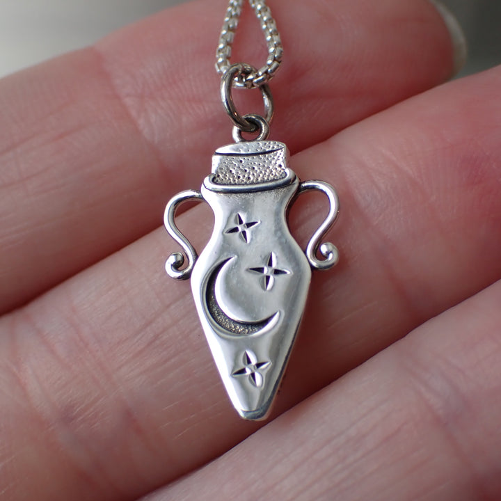 Recycled Sterling Silver Potion Bottle Necklace