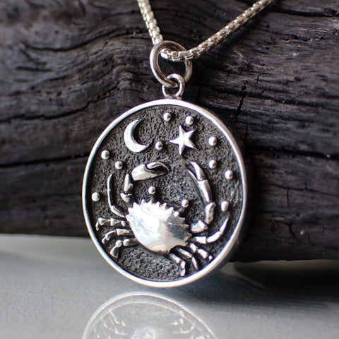 Sterling Silver Double Sided Cancer Necklace made from Recycled Silver 