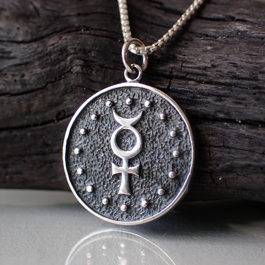 Sterling Silver Double Sided Virgo Necklace made from Recycled Silver