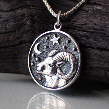 ♻️Recycled Sterling Silver Aries Necklace – crystal cavern imports