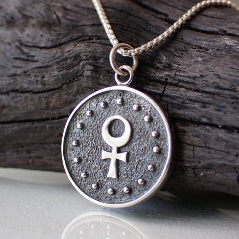 Sterling Silver Double Sided Libra Necklace made from Recycled Silver