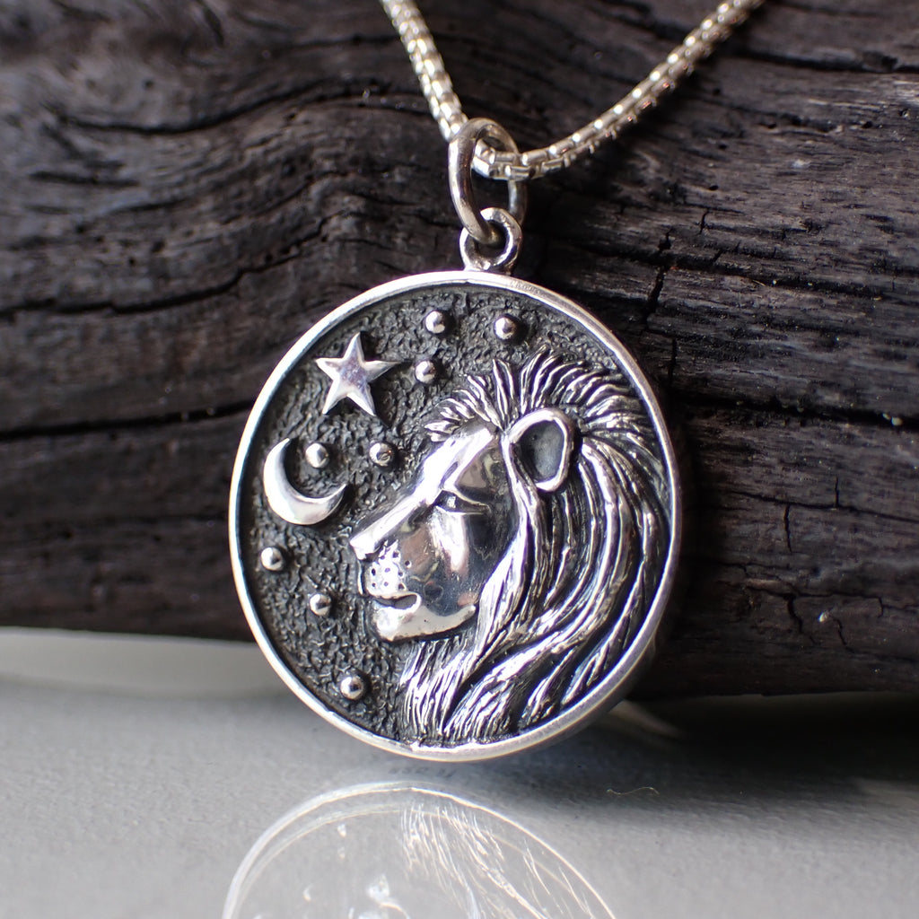 Sterling Silver Double Sided Leo Necklace made from Recycled Silver 