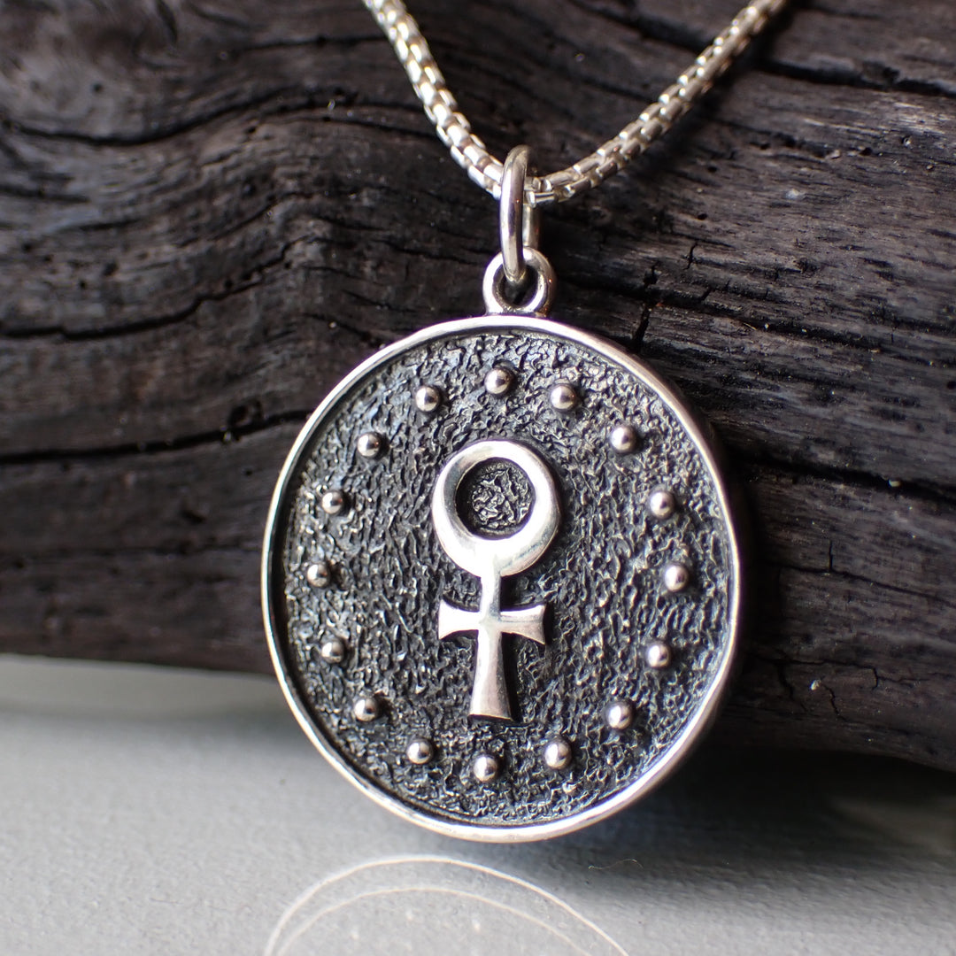 Sterling Silver Double Sided Taurus Necklace made from Recycled Silver