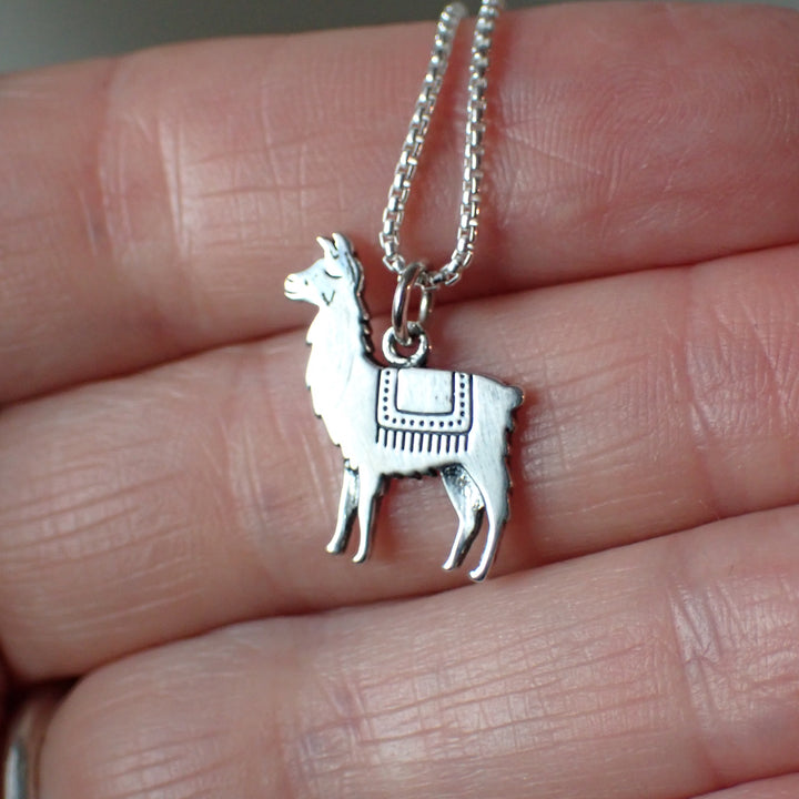 sterling silver llama animal necklace