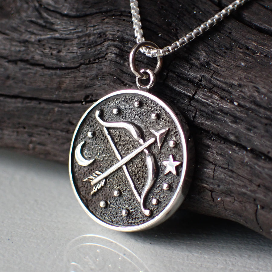 recycled sterling silver Sagittarius charm necklace