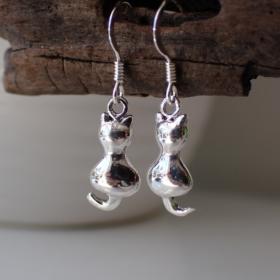 sterling silver cat earrings