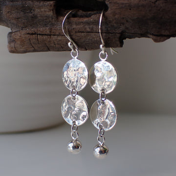 sterling silver hammered drop simple earrings