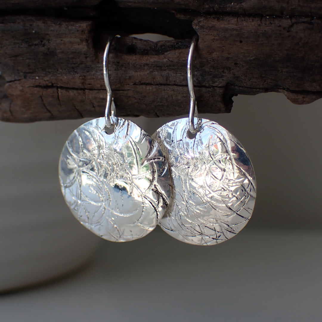sterling silver hammered handmade earrings
