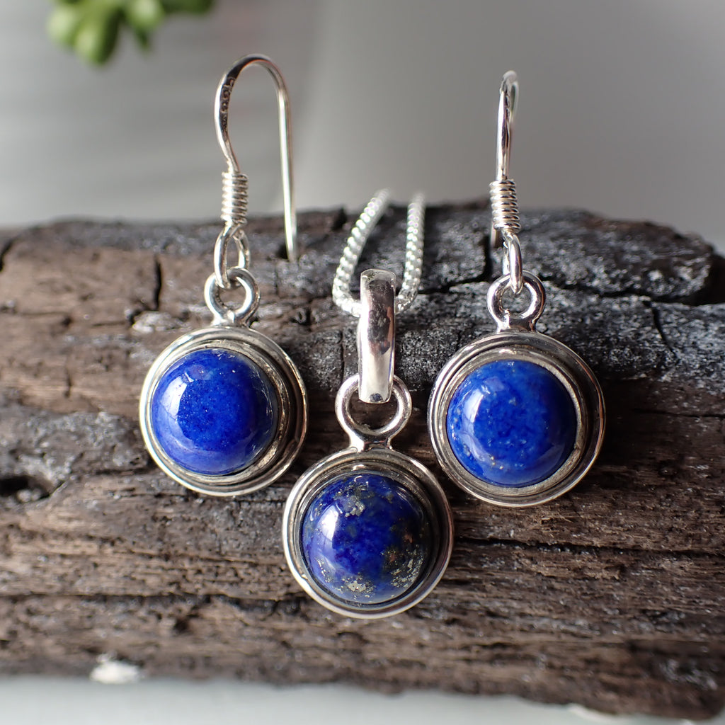 Lapis Sterling Silver Necklace & Earring Set