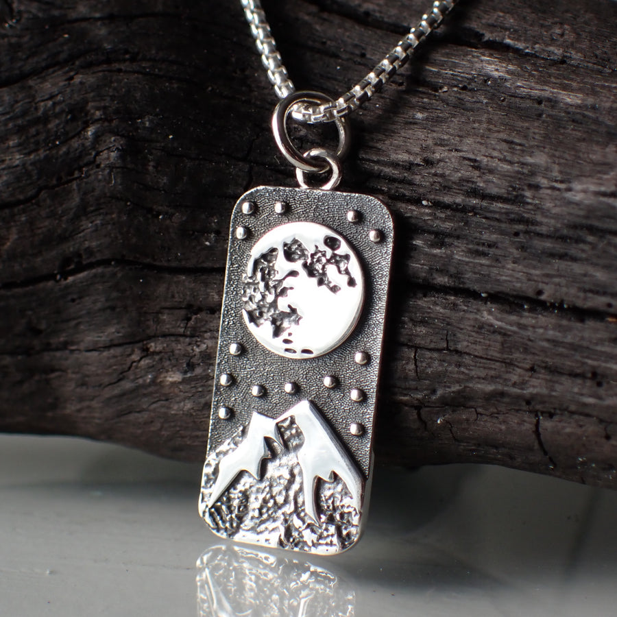 Sterling Silver Moonlit Mountain Necklace made from Recycled Silver