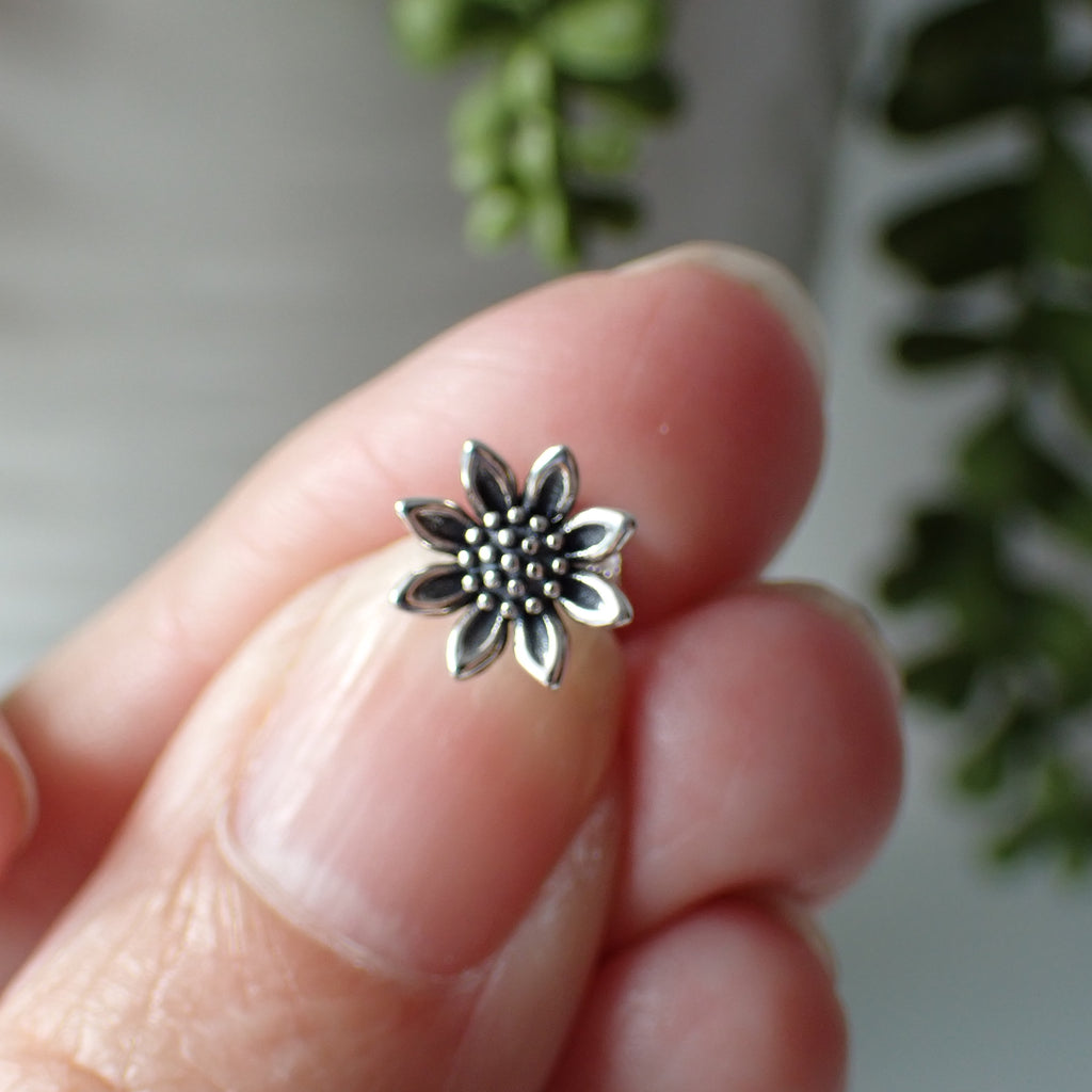 sterling silver sunflower stud post earrings