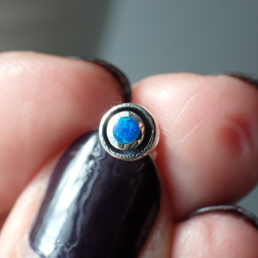 blue opal sterling silver stud earrings