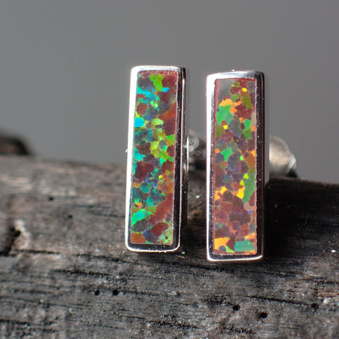 red opal sterling silver stud earrings