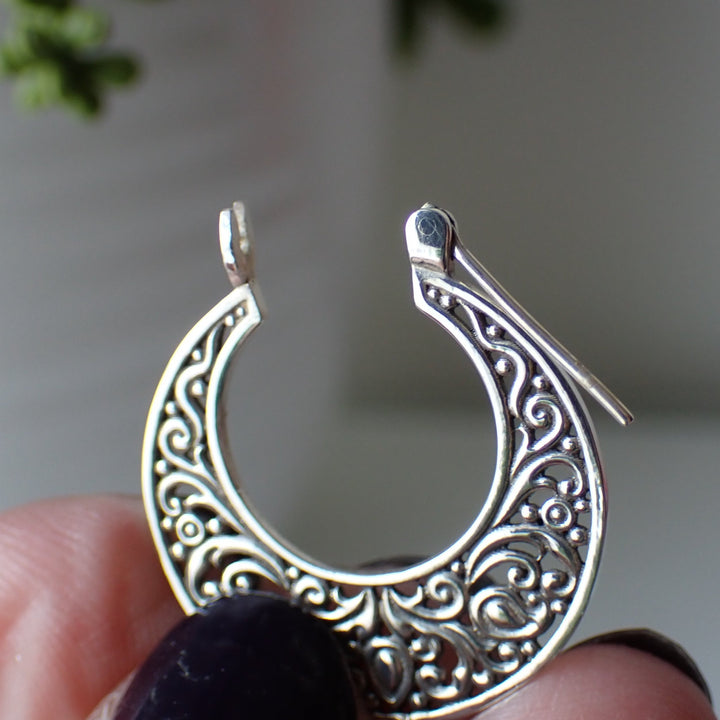 sterling silver filigree hoop earrings