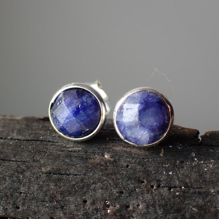 Lapis Lazuli Faceted Sterling Silver Stud Earrings