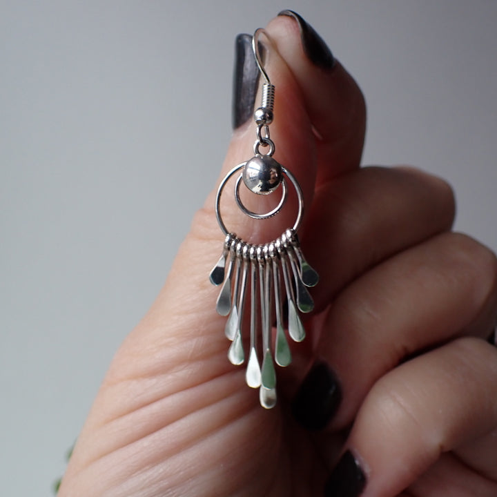 Sterling Silver Fringe Waterfall Earrings by Puline Armstrong