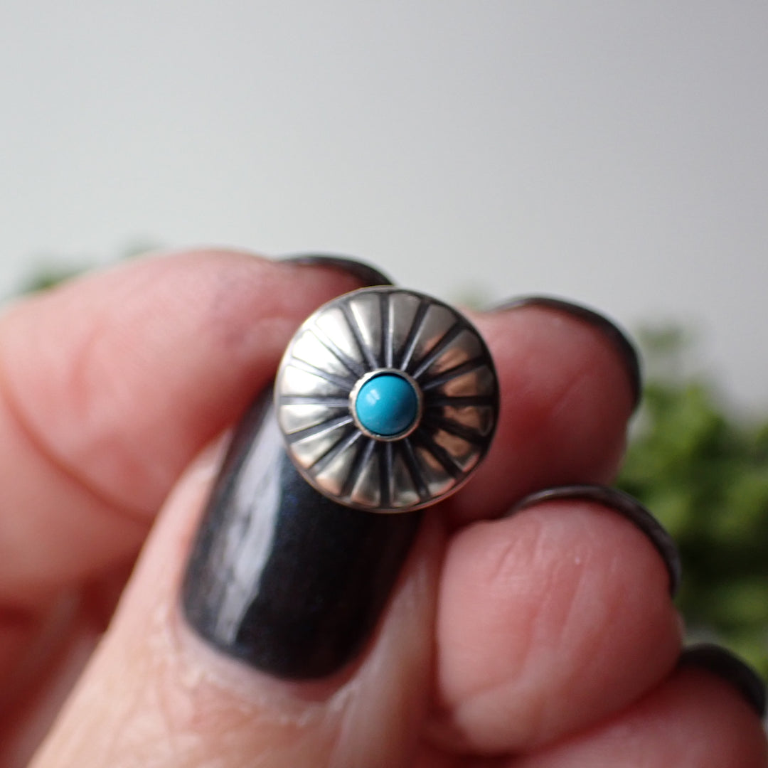 Sterling Silver Turquoise Concho Studs by Native American Artist