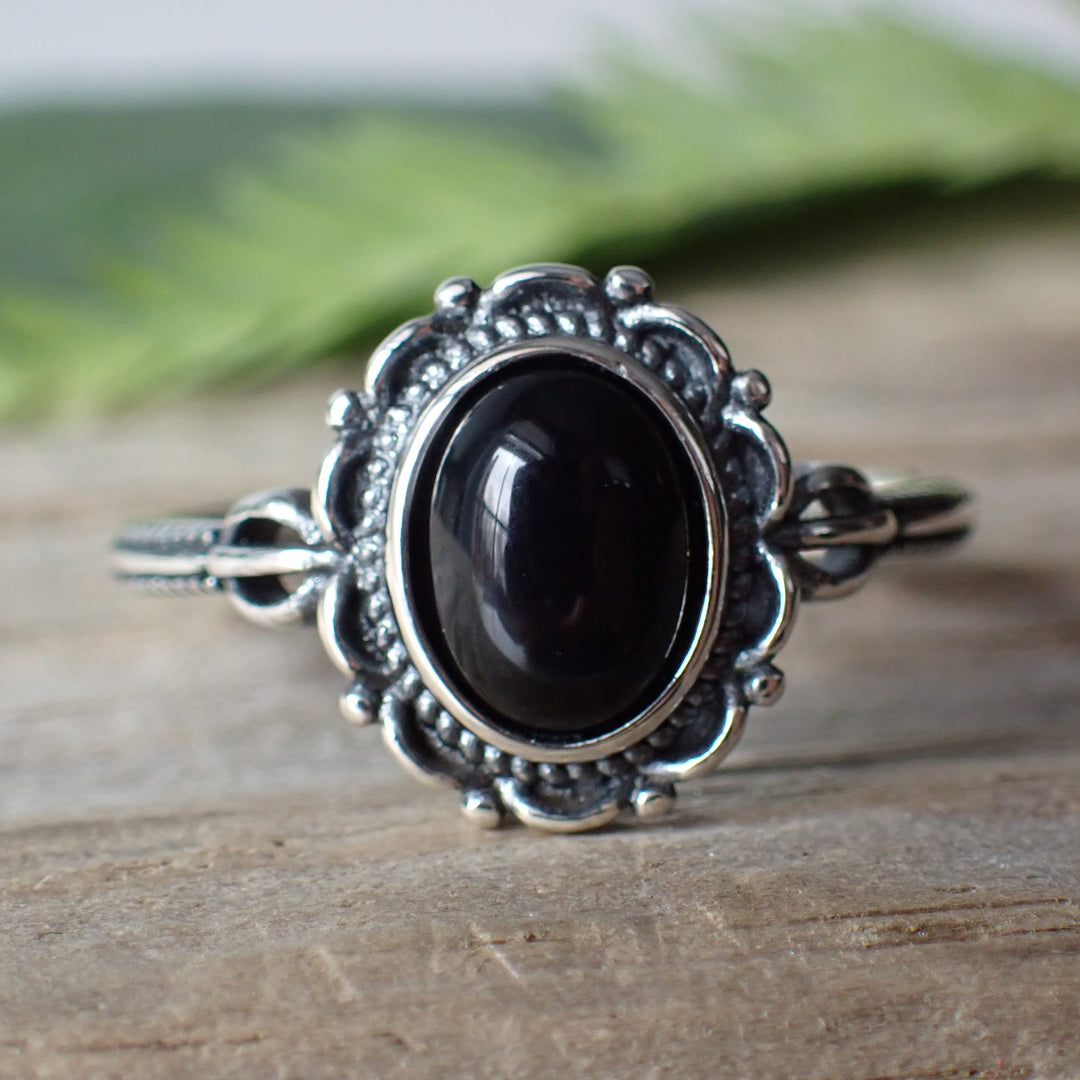 Onyx Sterling Silver Stone Ring