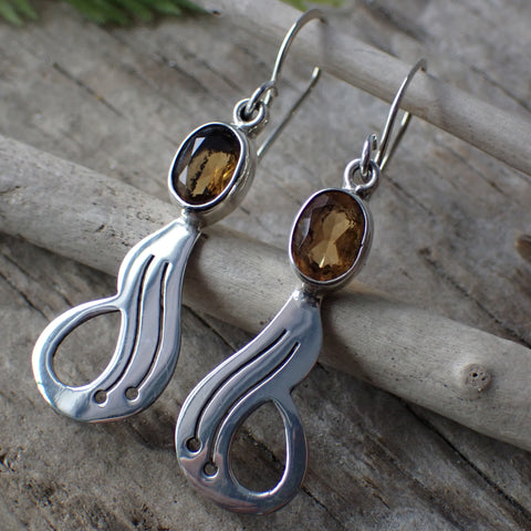 Citrine Faceted Sterling Silver Earrings