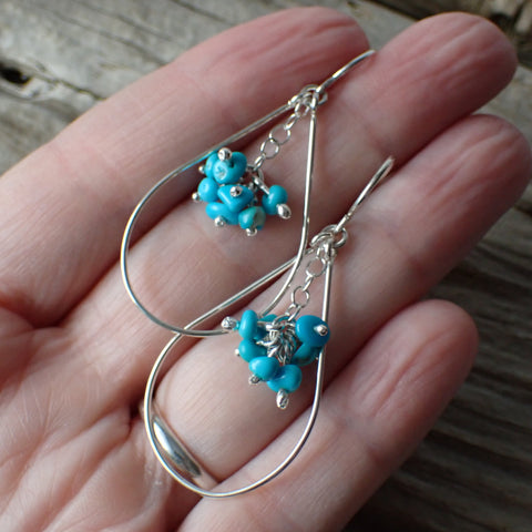 Turquoise Open Bead Sterling Silver Earrings