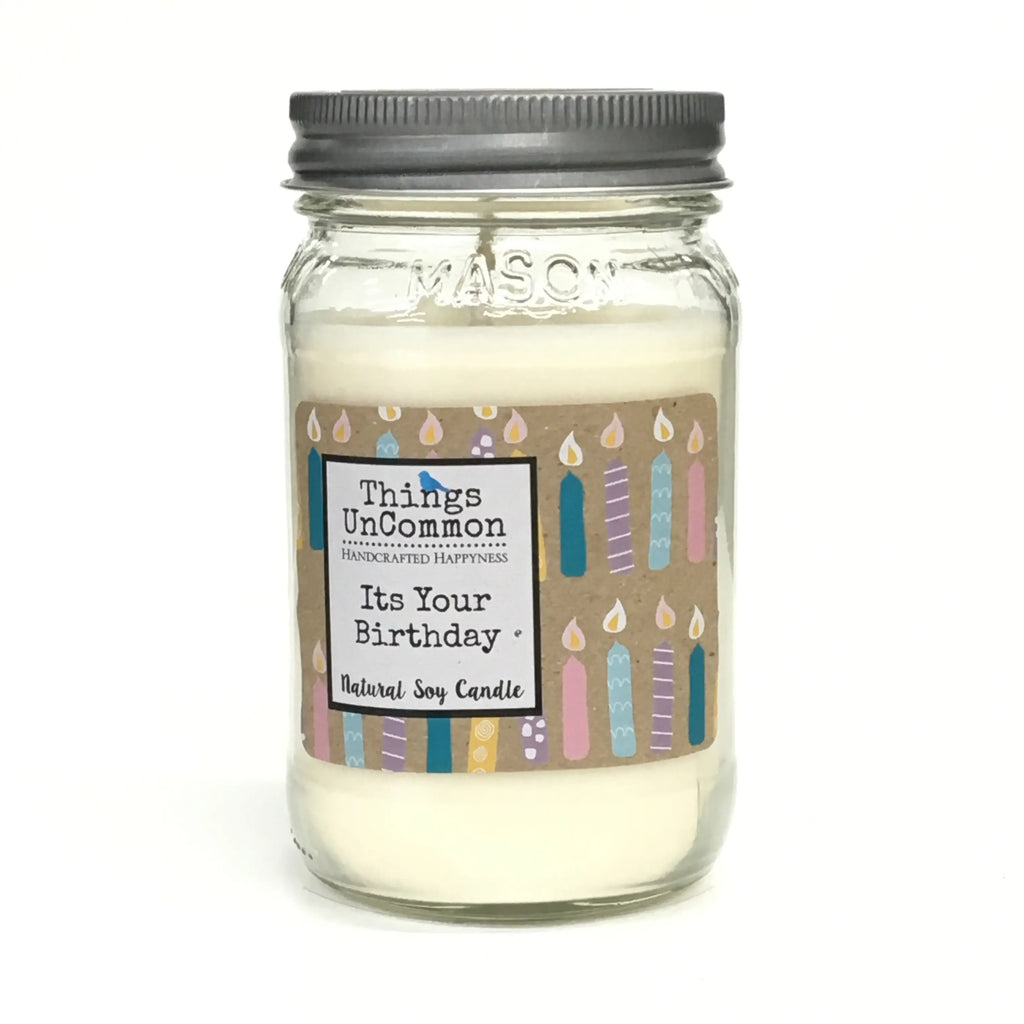 ITS YOUR BIRTHDAY CAKE BUTTERCREAM SOY CANDLE THINGS UNCOMMON MASON JAR