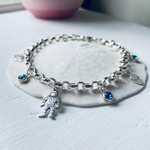 sterling silver space nasa charm bracelet