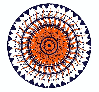 navy blue and orange sun mandala waterproof vinyl sticker