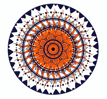 navy blue and orange sun mandala waterproof vinyl sticker