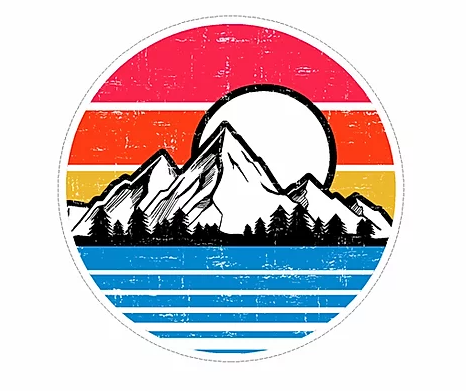 mountains and sunset with lake waterproof vinyl sticker